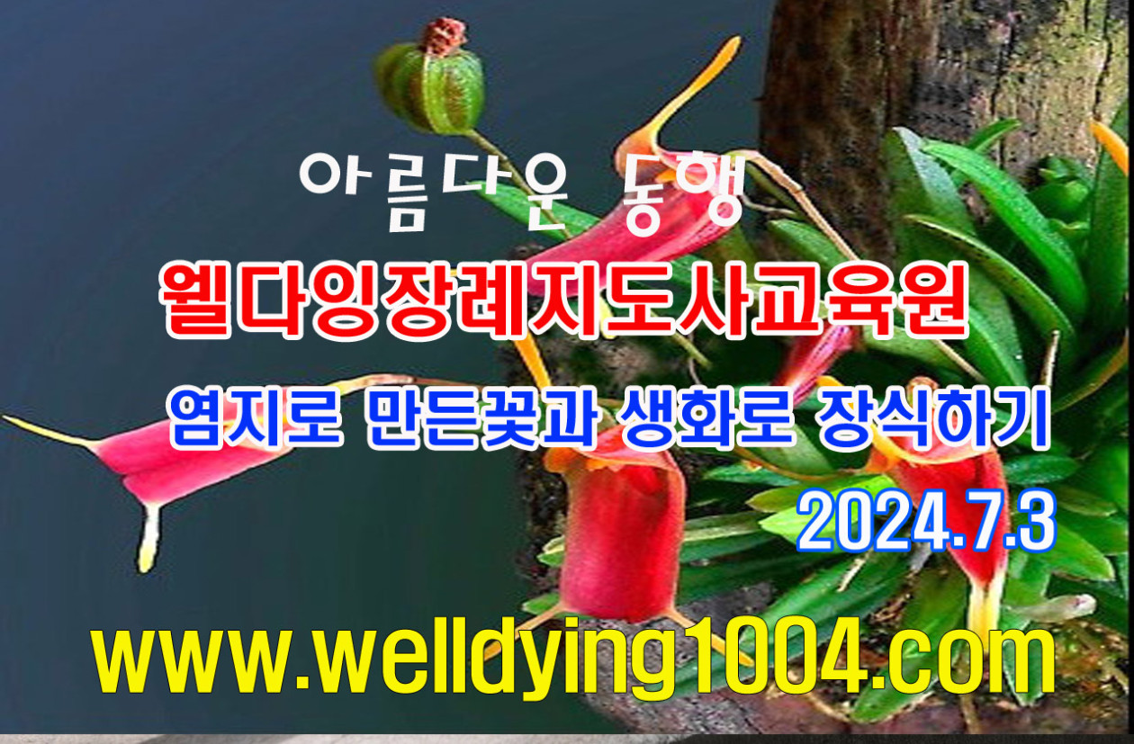 염지로 꽃 만들기와 생화로 관 내부 장식하기